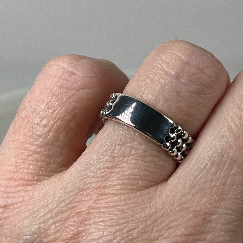Solid 925 Sterling Silver Dotted Band Ring Size 7 - Picture 4 of 9